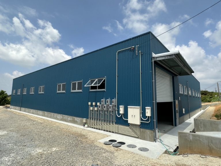 Completed commercial warehouse exterior Okinawa Japan 600sqm