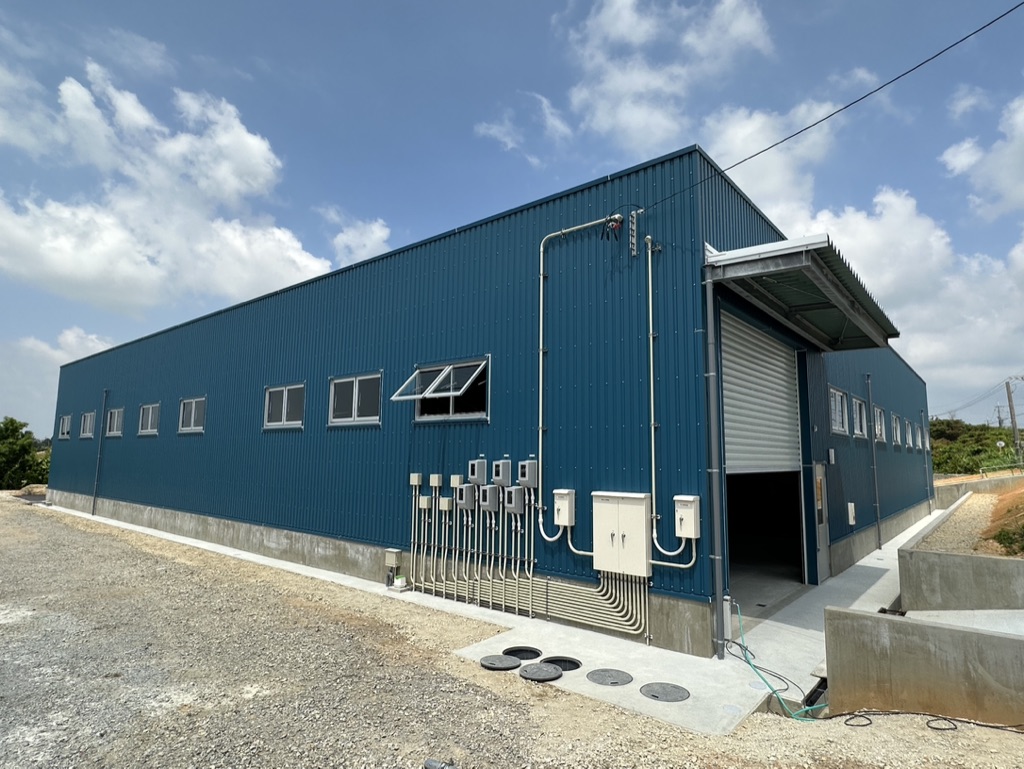 Completed commercial warehouse exterior Okinawa Japan 600sqm